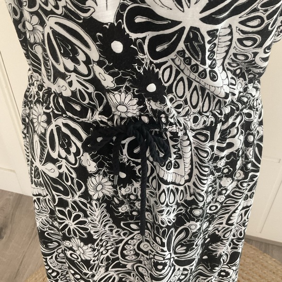 TALBOTS Black and white Paisley floral midi floral dress with drawstring waist. - Picture 6 of 10